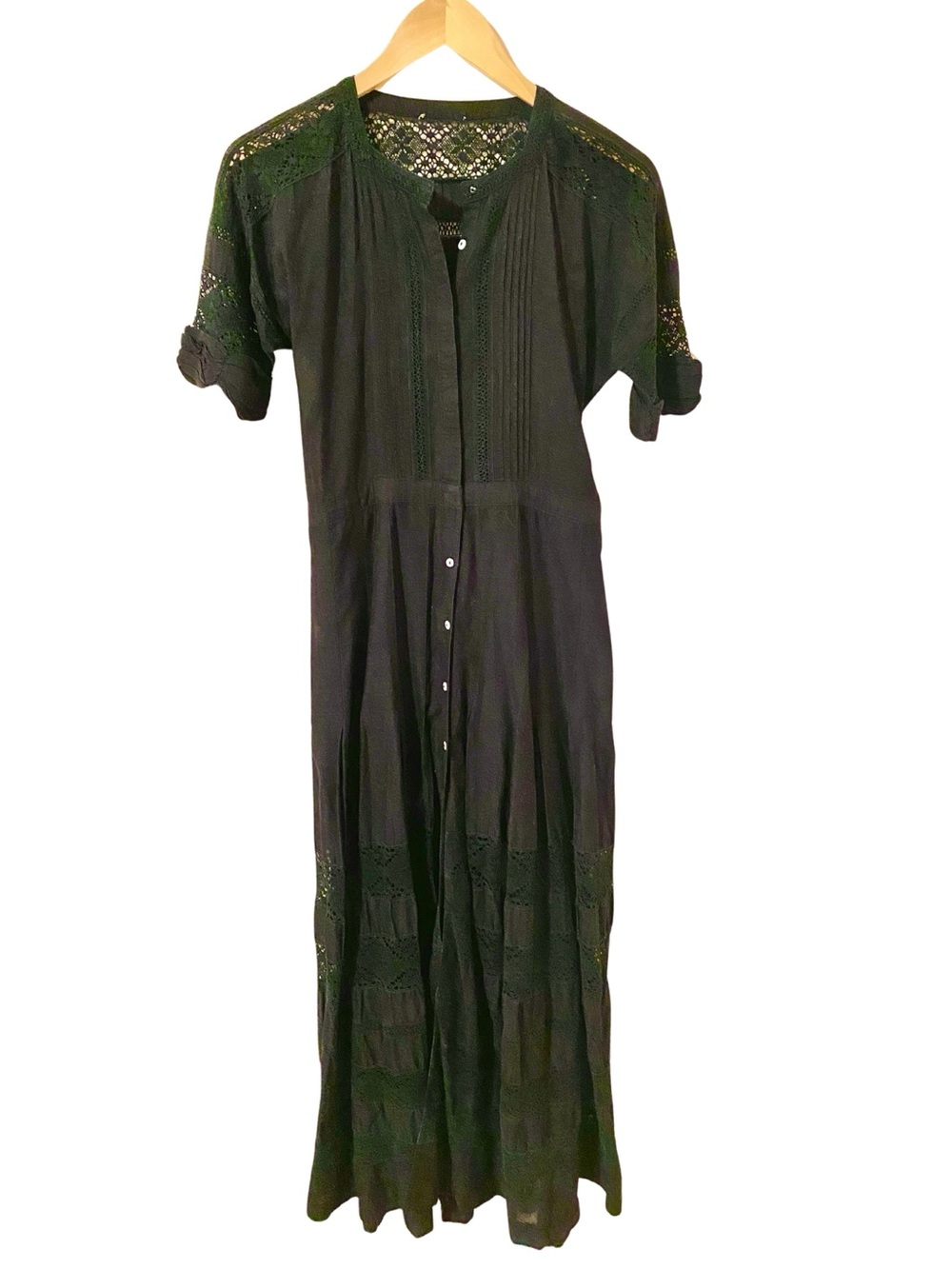 Loveshackfancy Cotton Edie Crochet Maxi Midi Lace Dress Black Small - Picture 6 of 16